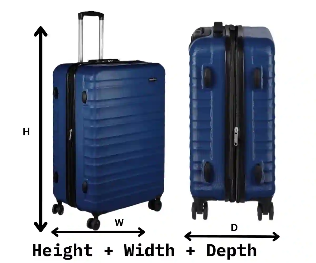 Measuring suitcase dimensions with tape to check airline size limit