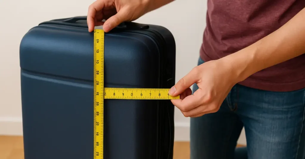 Chart showing hand luggage size and weight limits for major international airlines