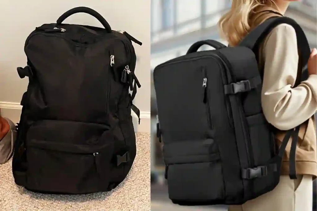 VECAVE 18x14x8 travel backpack with built-in electric pump for clothes compression