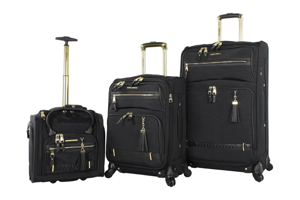 Travelpro Maxlite 5 25-inch softside suitcase standing upright, lightweight and ideal for business or leisure trips.