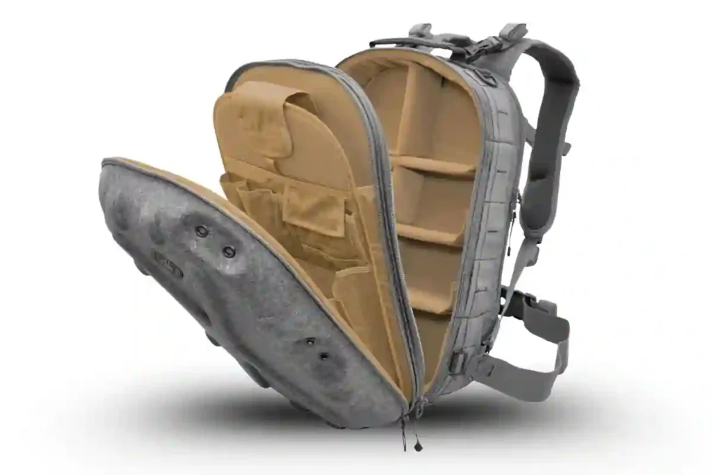 Best Hard Shell Backpacks of 2025 (For Laptops, Riders & Tech)-Hazard 4 Greyman Pillbox backpack with a sleek hard shell design and padded interior dividers for everyday use.