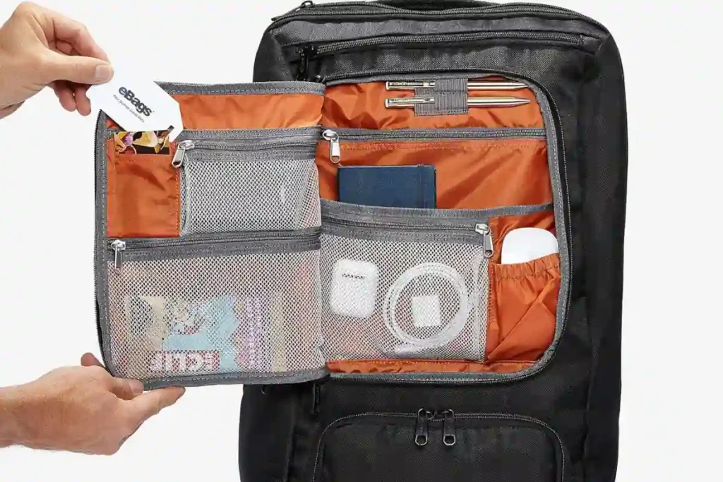 Hands-On Review: eBags Professional Slim Laptop Backpack 5 Interior compartments of the eBags Professional Slim Backpack with padded laptop sleeve, tablet pocket, and organized storage zones.