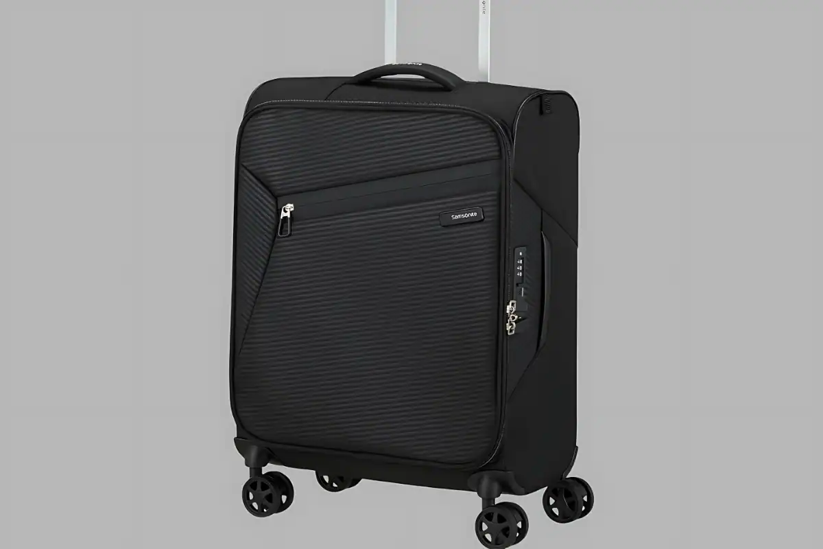 Samsonite Litebeam softshell suitcase with double wheels and expandable storage