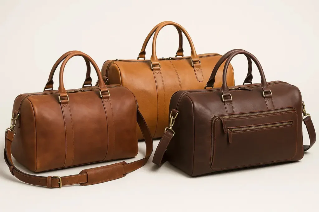 Best Leather Duffel Bags of 2026: Expert Picks for Travel, Work & Weekend Trips A premium collection of leather duffle bags for travel in 2026, showcasing full-grain, buffalo hide, and weekender-style bags for business and weekend trips.